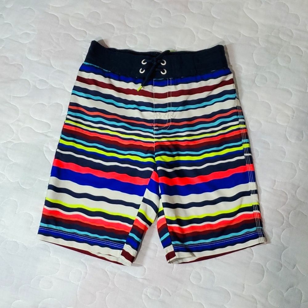 Gymboree Boy's Striped Swimming Trunks, Size Small (5/6)
